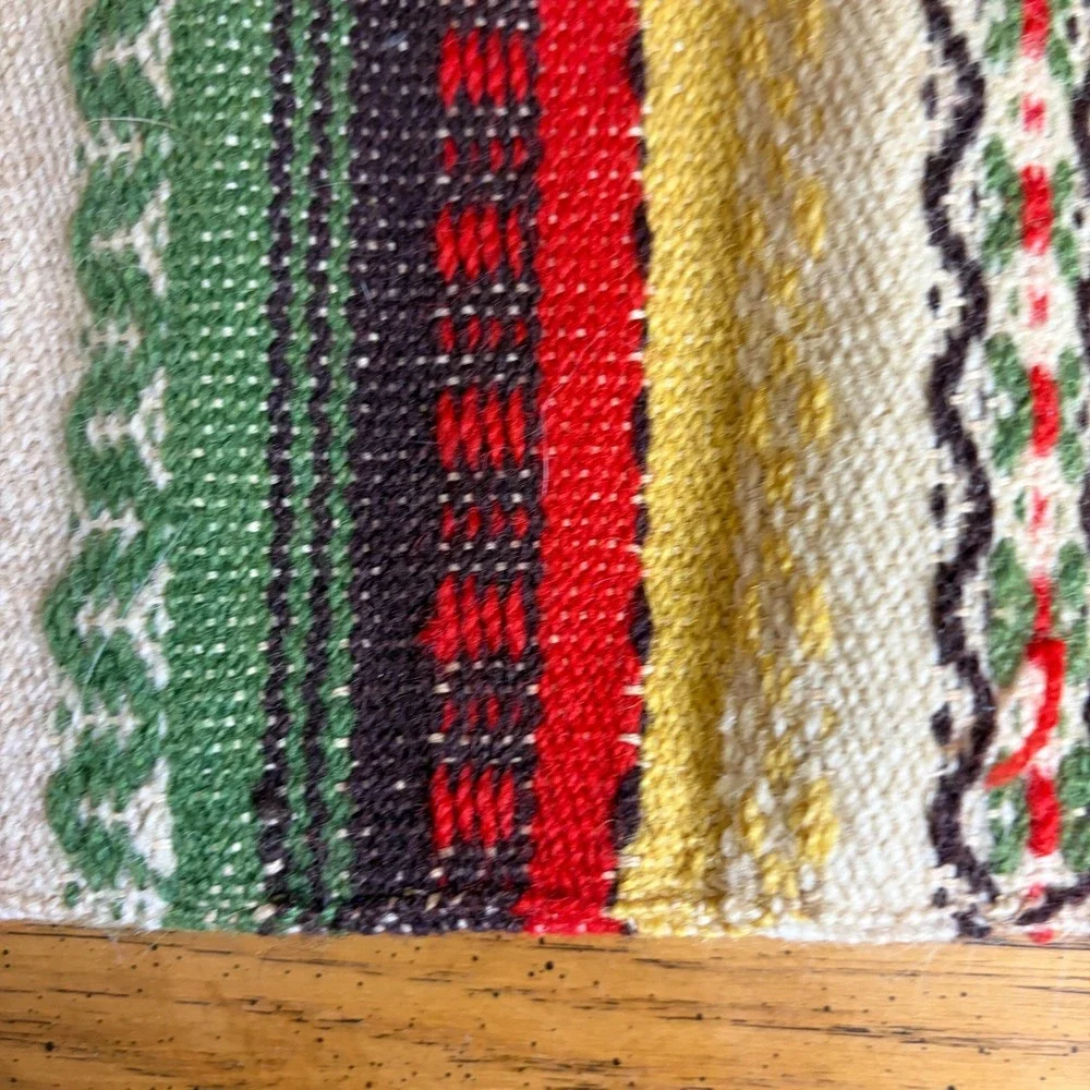 Vintage Swedish Folk Weaving Handwoven Scandinavian Pillow Cover Wool Unfinished
